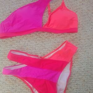 Colorful Bikini Set in Pink and Orange
